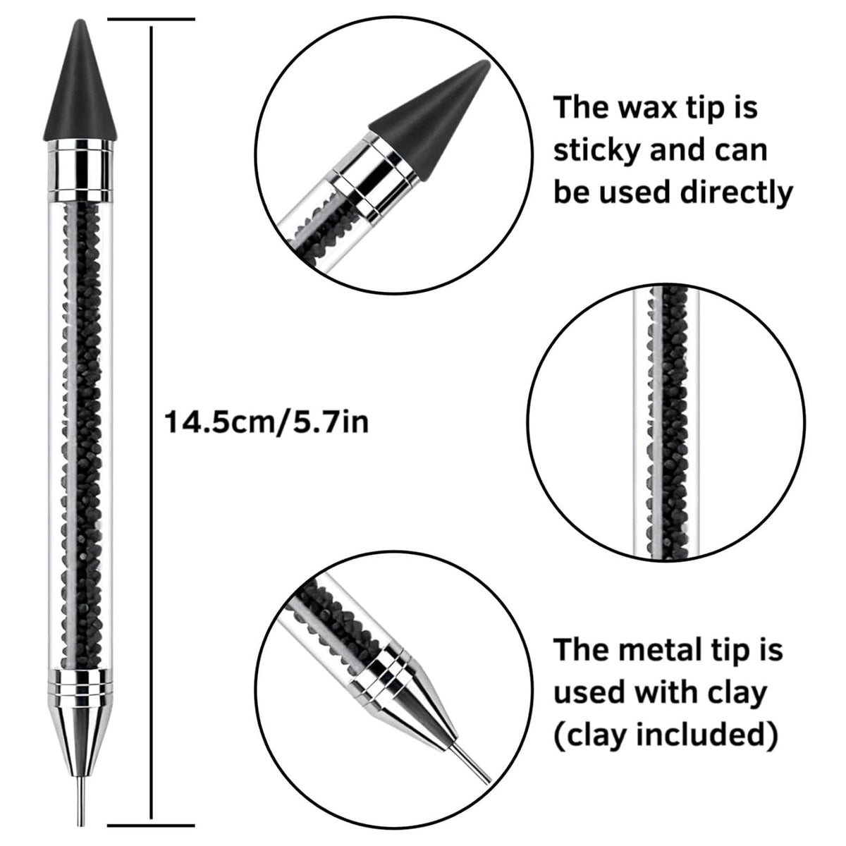 Rhinestone Picker Tool Set - 2 Pack Bedazzling Pen with Tweezer & Wax for Gems & Crystals