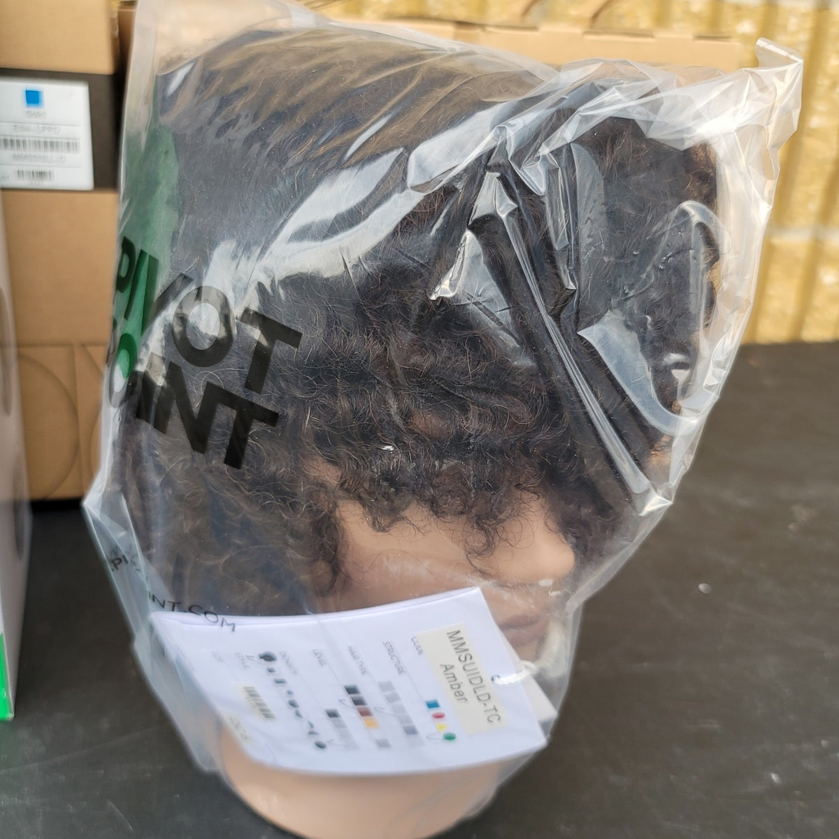 Human Hair Mannequin Head for Hair Cutting & Styling 8 Inch Dark Textured