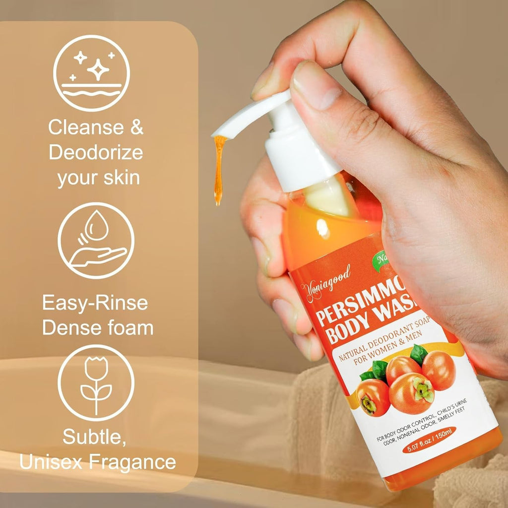 Natural Persimmon Body Wash for Odor Control - 2 Pack