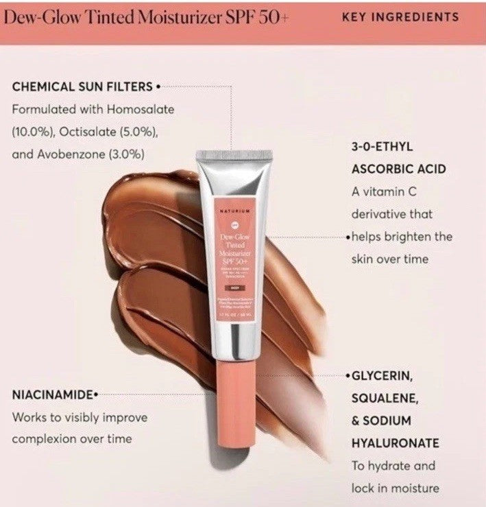 Naturium Dew-Glow Tinted Moisturizer SPF 50+ Deep 1.7 oz Dewy Face Sunscreen