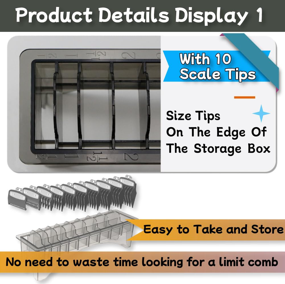 Hair Clipper Guard Holder with 10 Slots - Professional Barber Accessories