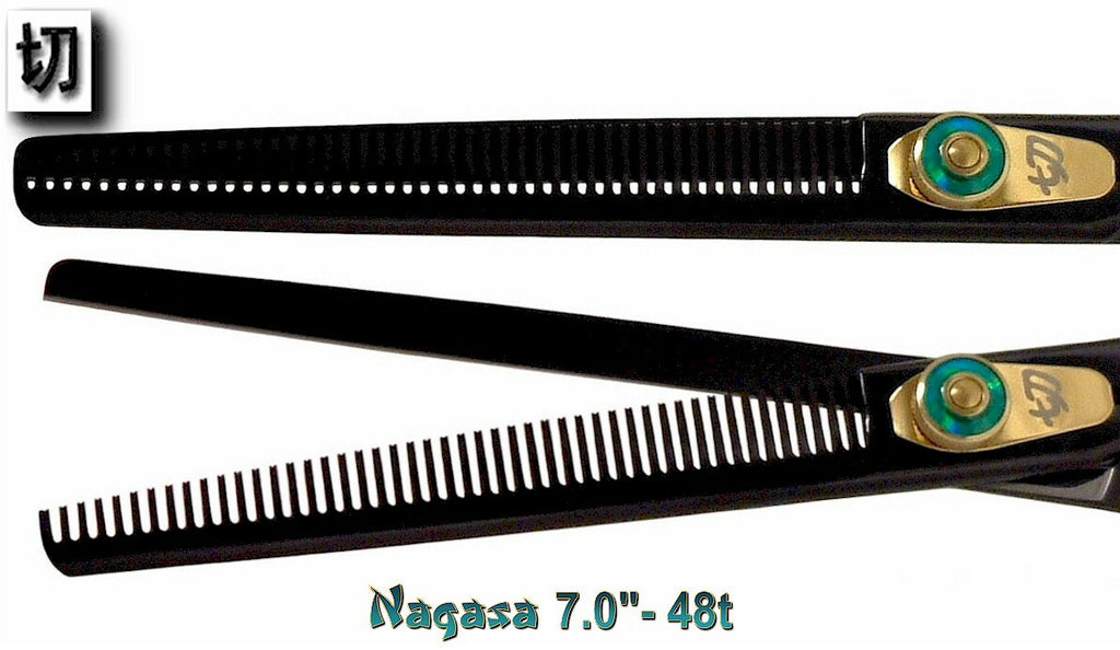 Pet Grooming Thinning Shears - Black Titanium 7.0" Dog Scissors