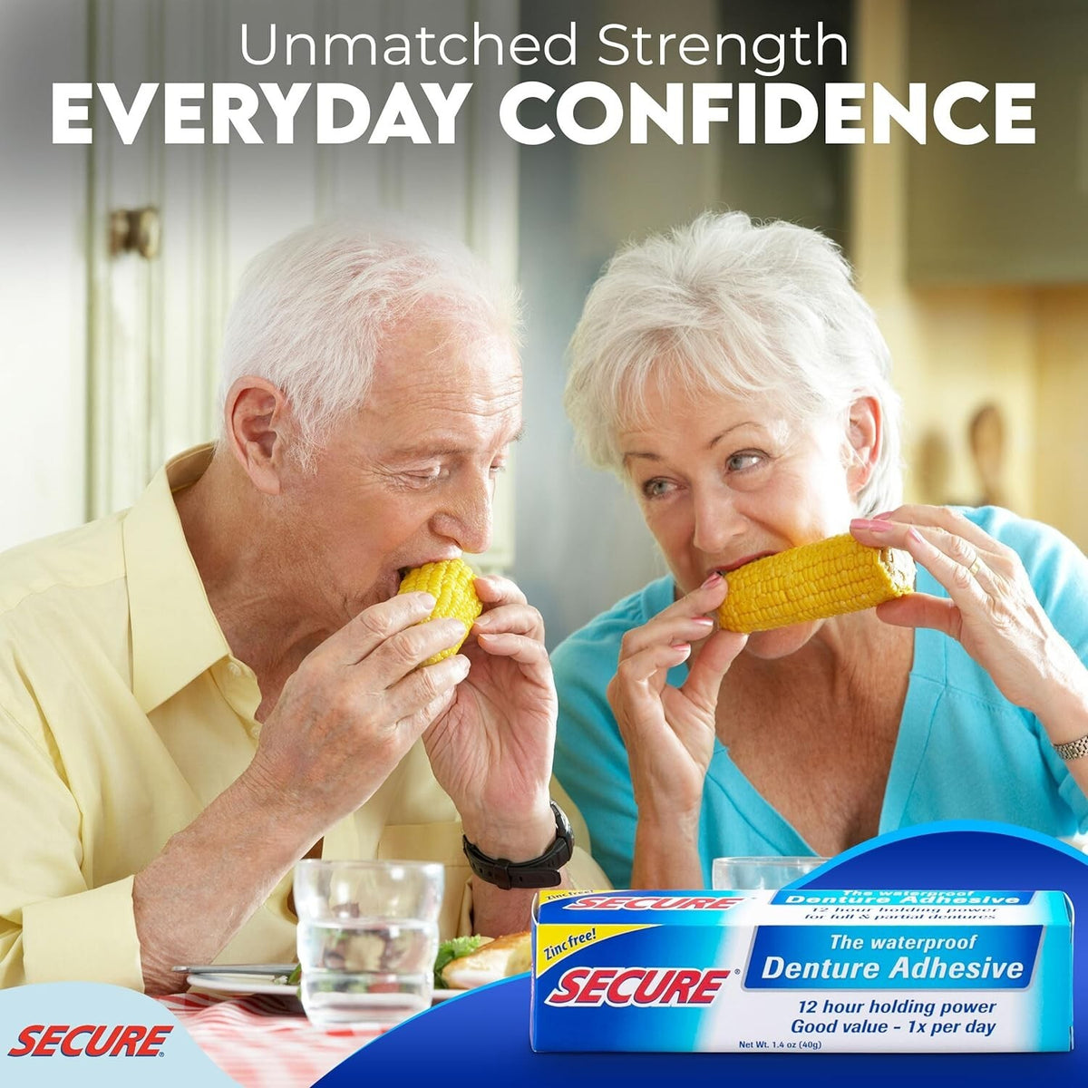 Waterproof Denture Adhesive - Extra Strong Hold, Zinc-Free, Long-Lasting