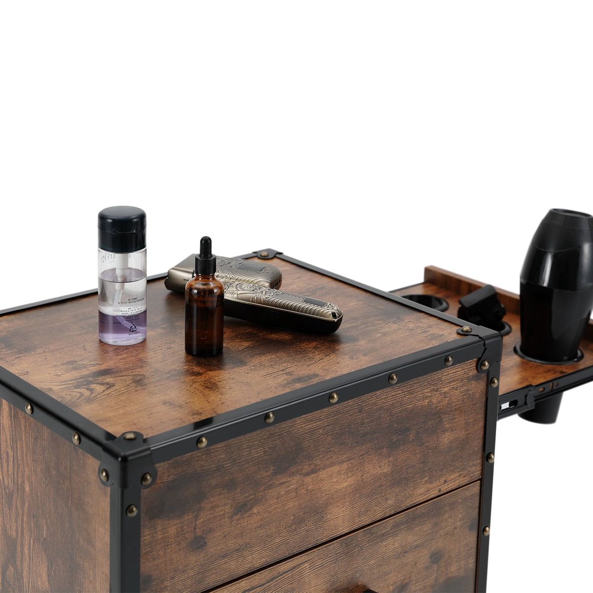 Vintage Salon Trolley Cart with 3 Drawers & Power Outlets - Mobile Beauty Station