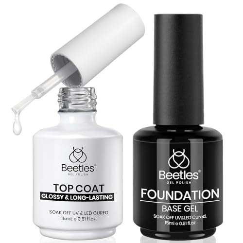 Gel Base and Top Coat Set - No Wipe Glossy UV LED Soak-Off Nails, 2 x 15ml