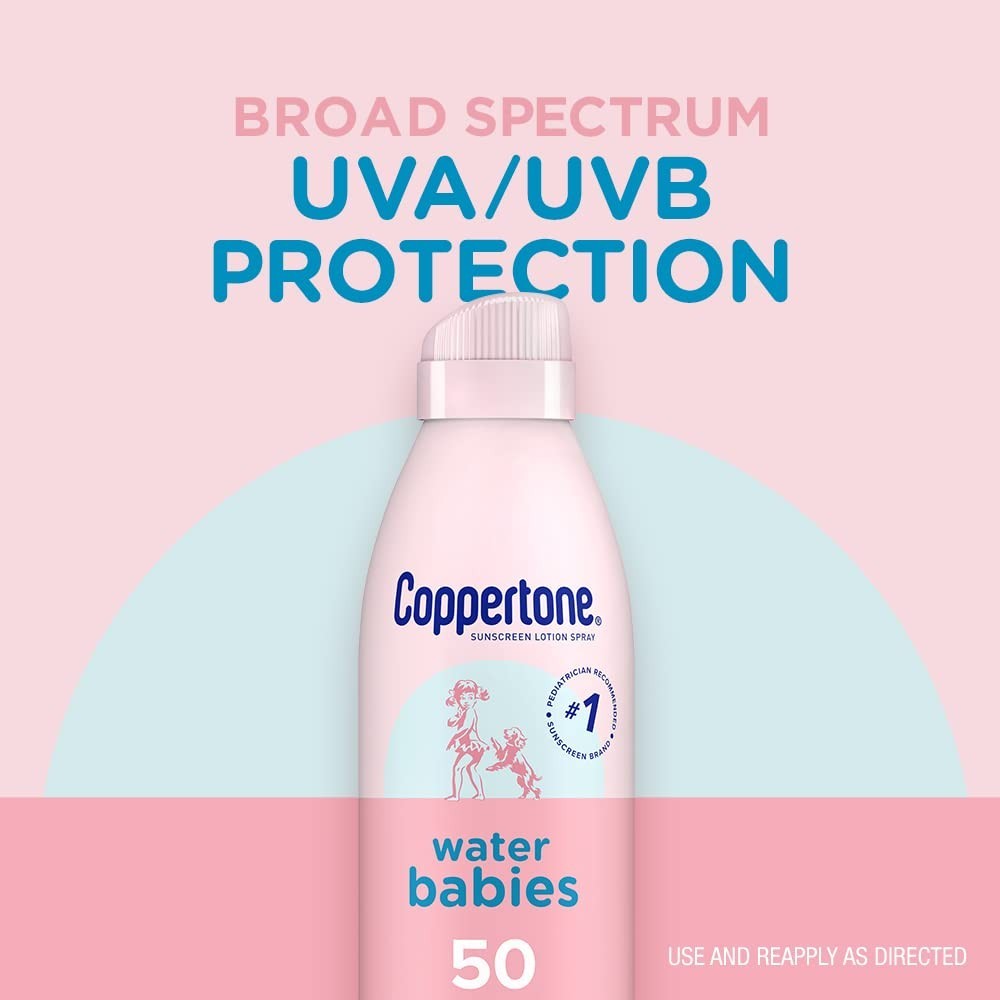 Baby Sunscreen Spray SPF 50 - Water Resistant UV Protection 6oz Pack of 3