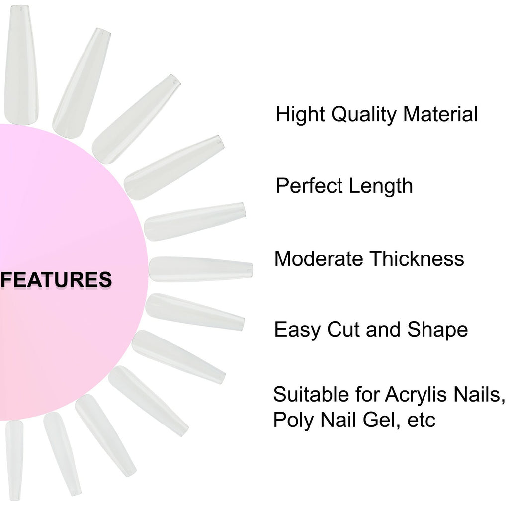 570Pcs Nail Tips Set - Press On False Nails in Coffin, Ballerina, Stiletto & French Styles