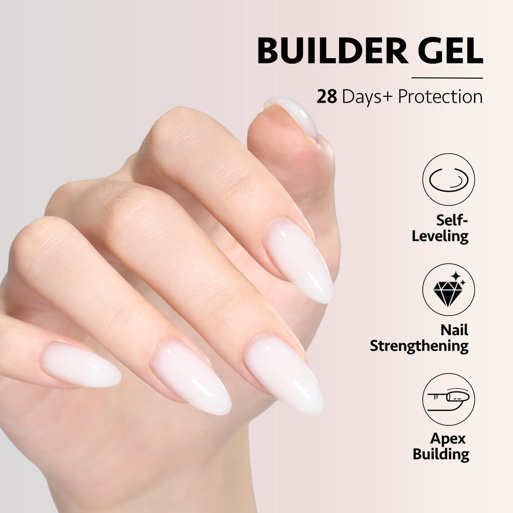 6-Color Builder Gel Nail Set - Milky White Pink Nude Vivid Extensions