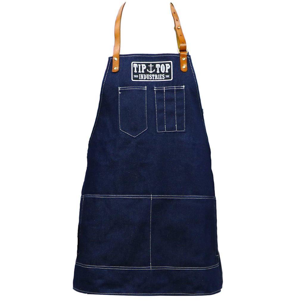 Denim Barber Apron with Pockets - Blue Work Protective Apron for Barbers