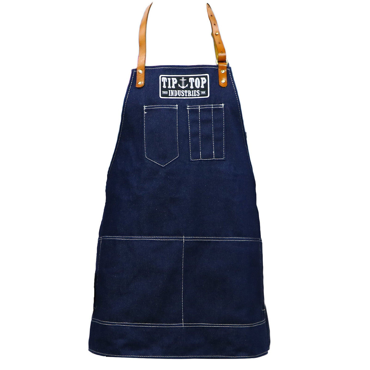 Denim Barber Apron with Pockets - Blue Work Protective Apron for Barbers