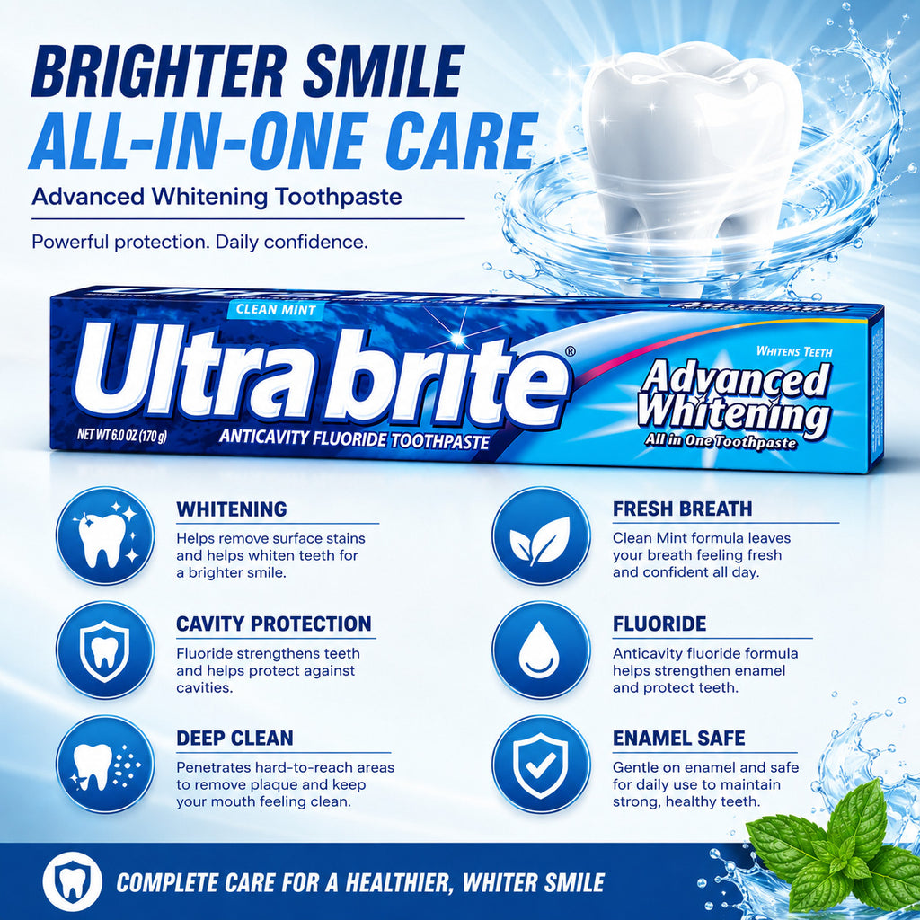 Ultra Brite Whitening Toothpaste Clean Mint 6 Oz - 3 Pack