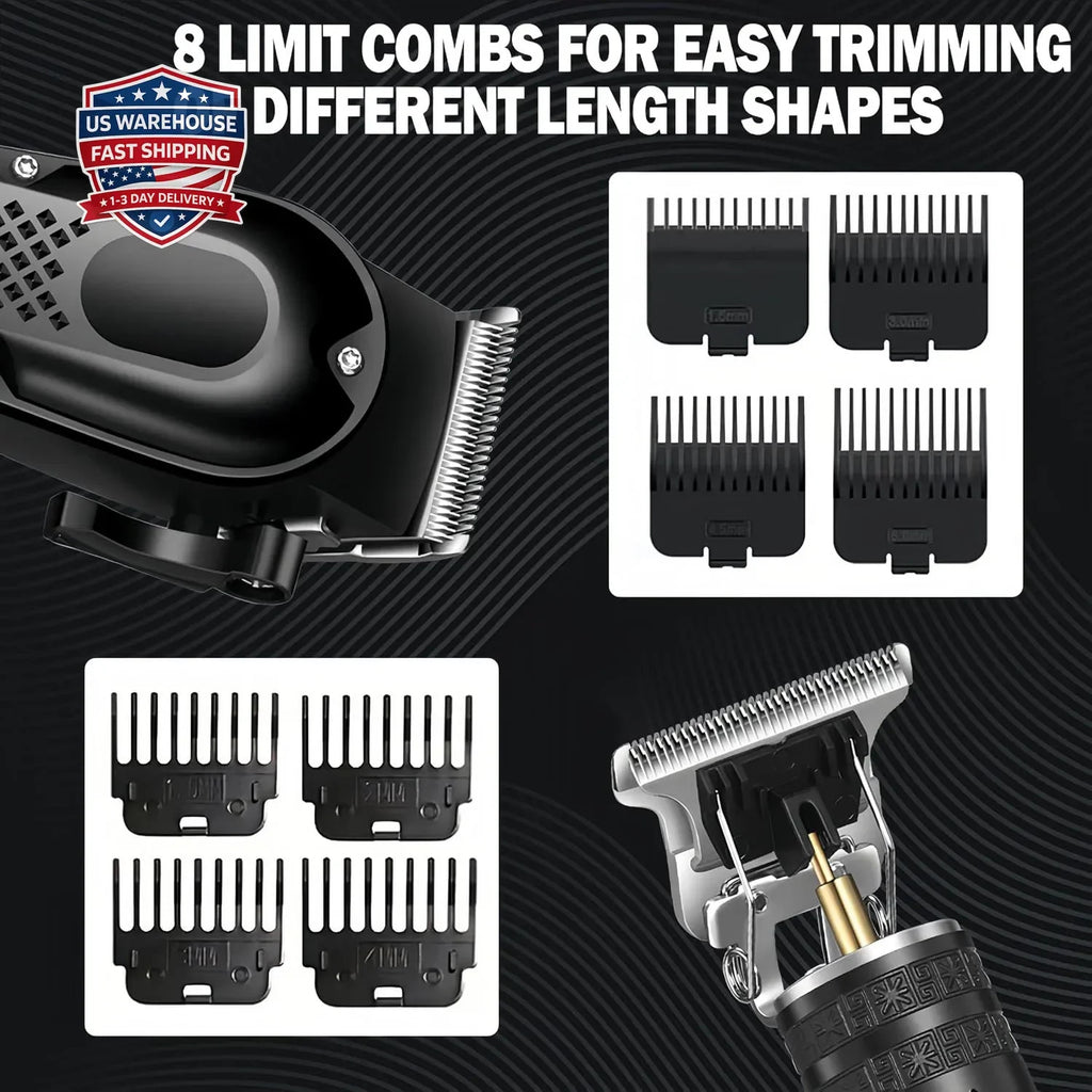 3-in-1 Cordless Hair Clippers Beard Trimmer Foil Shaver with LED Display