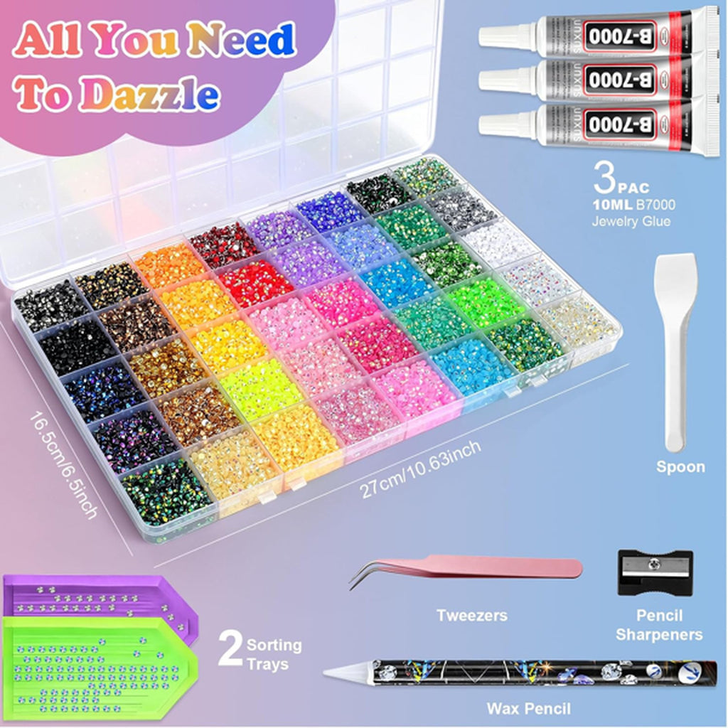 50000 Pcs Rhinestone Bedazzling Kit with 3mm Resin Gems & Tools for Crafts
