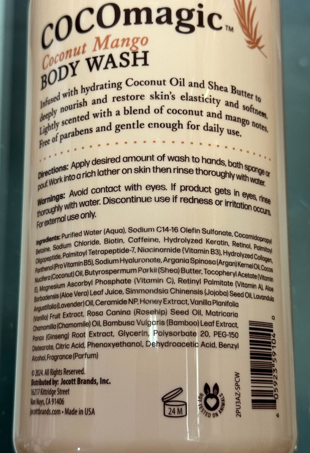 (2-Pack) Coconut Mango Body Wash - Hydrating Botanical Shower Gel with Coconut Oil & Shea Butter