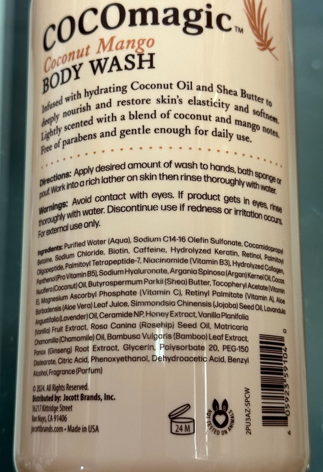 (2-Pack) Coconut Mango Body Wash - Hydrating Botanical Shower Gel with Coconut Oil & Shea Butter