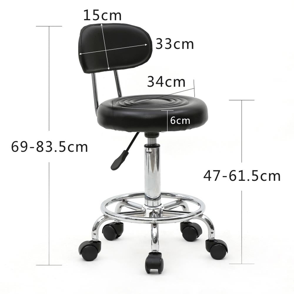 Hydraulic Adjustable Garage Stool Salon Chair with Swivel & Footrest