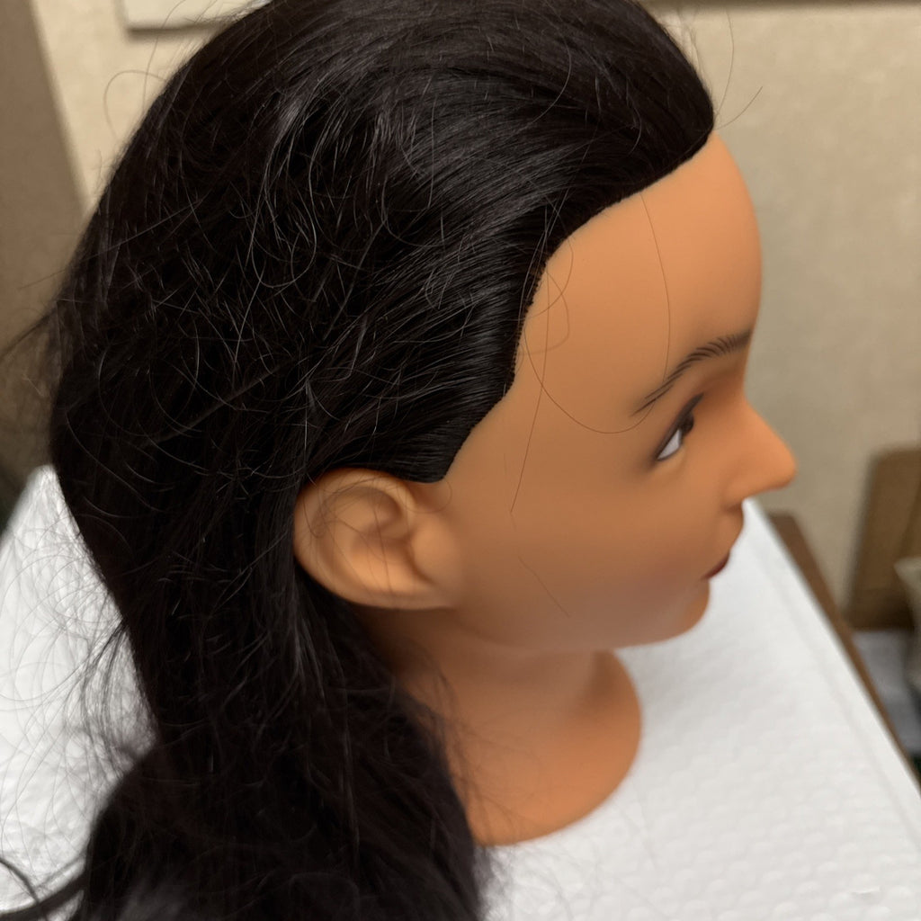 Mannequin Head with Synthetic Hair for Hairdressing Training and Styling Practice