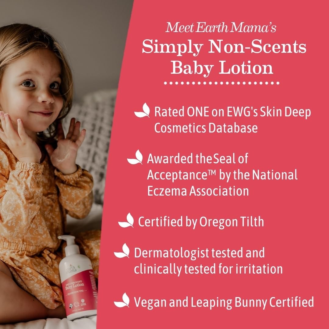 Unscented Baby Lotion for Dry Skin 8 oz - Organic & Hypoallergenic