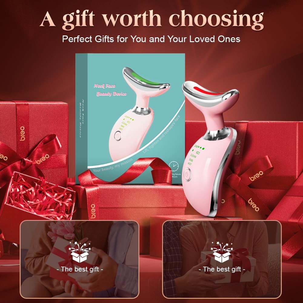 Face and Neck Massager with Heat and Light Therapy - Gua Sha Design