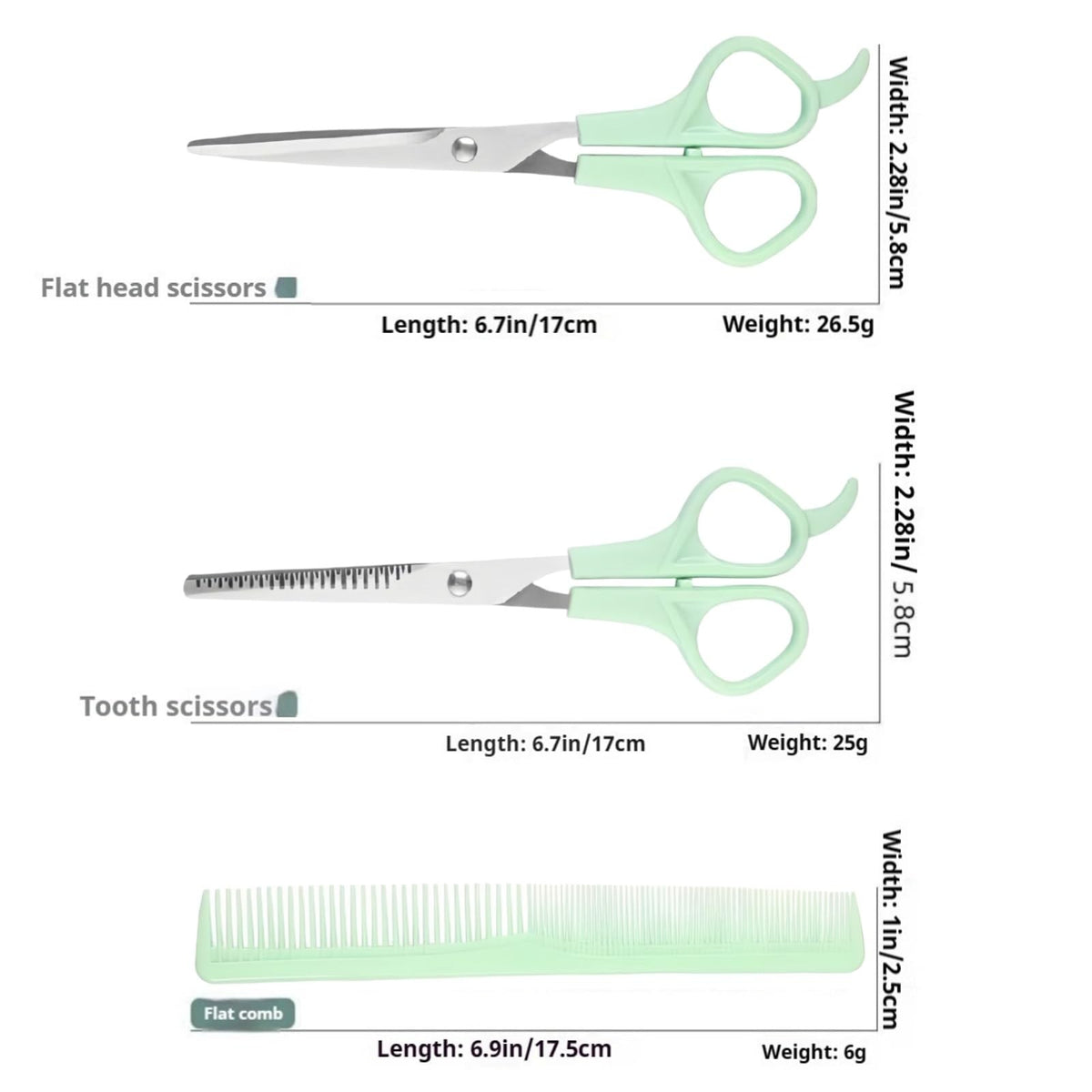 Professional Stainless Steel Hair Cutting Shears Set with Thinning Scissors & Comb
