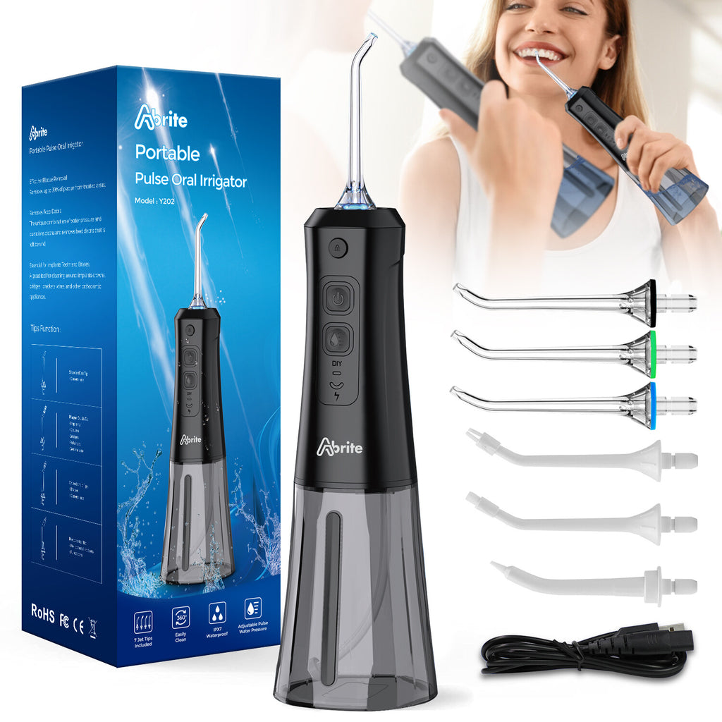 Cordless Oral Water Flosser with 7 Jet Tips & 3 Modes - High Pressure Dental Irrigator
