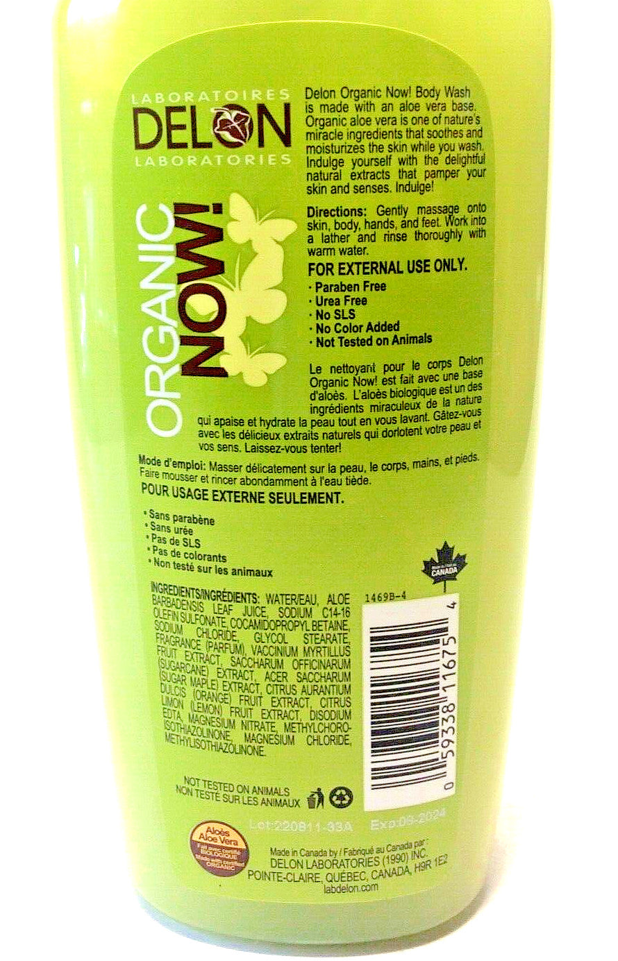 Delon Organic Body Wash 11 oz 2 Pack - Natural Cleansing Shower Gel