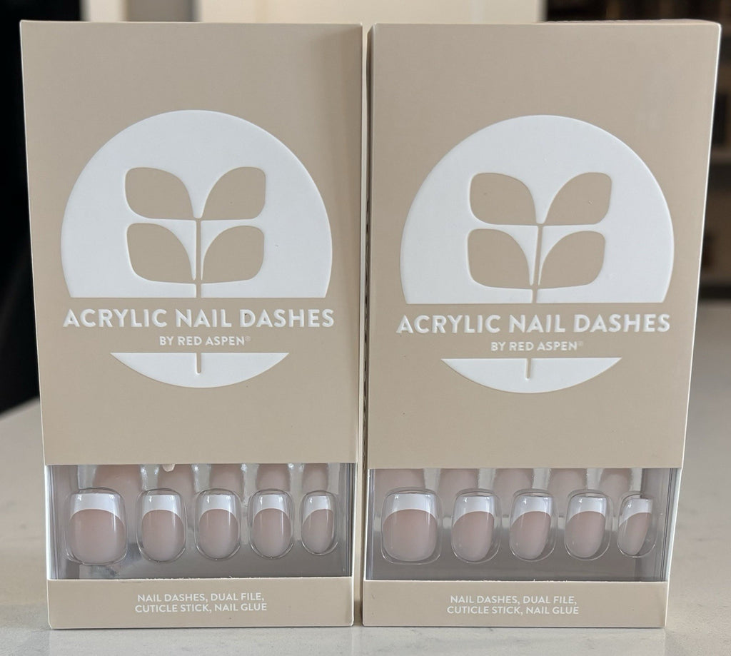 Press-On Nails Set with Glue & Tools - Reliable Rozlyn French Tip Short Squoval