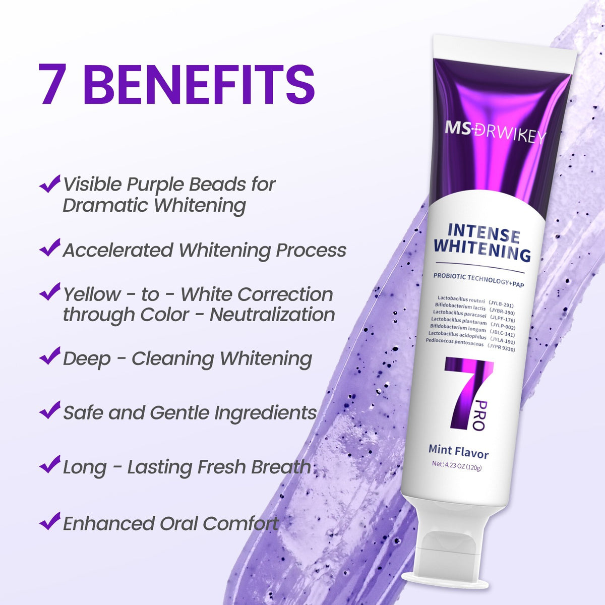 Probiotic Whitening Toothpaste - Powerful 7-Probiotics Formula, 4.23 oz