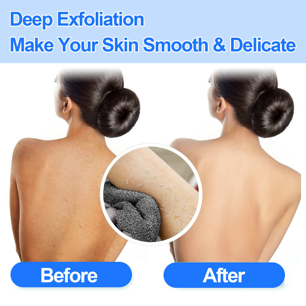 Exfoliating Back Scrubber Towel - Stretchable Body Wash Cloth for Shower & Bath
