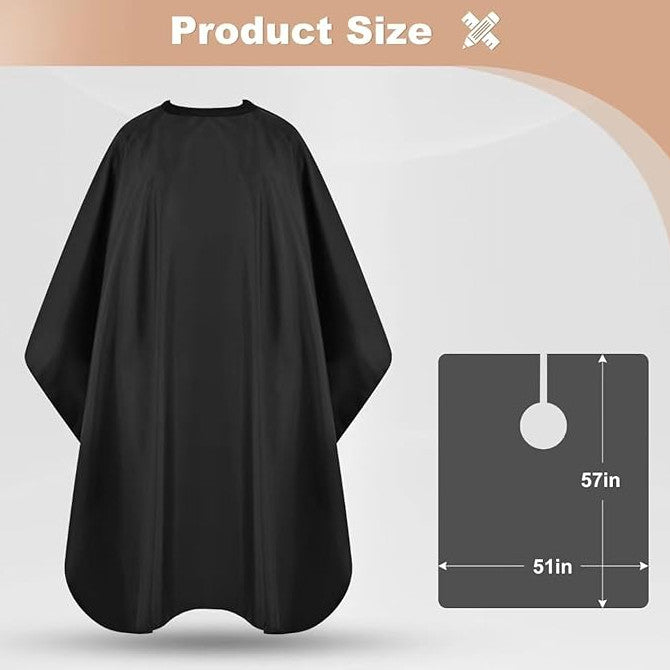 Professional Hair Cutting Cape Black 57x51 Inches with Adjustable Snap Closure for Salon & Home Use