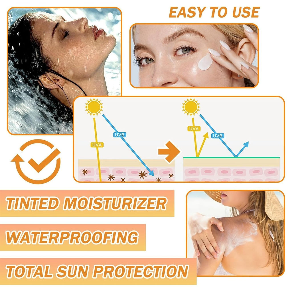 SPF 50+ Tinted Face Sunscreen with Moisturizer, Long-Lasting UV Protection