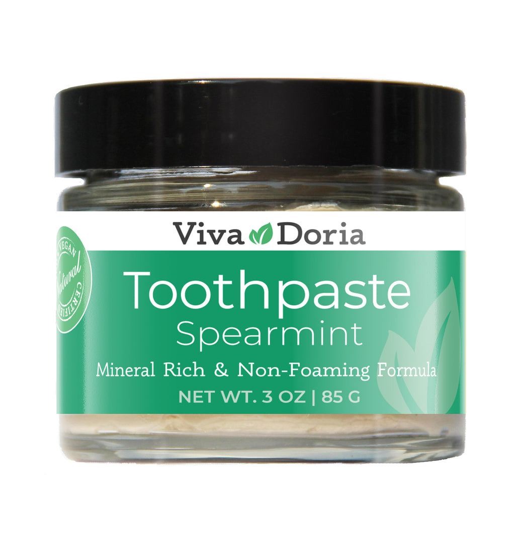 Natural Fluoride-Free Spearmint Toothpaste - 3 oz Glass Jar