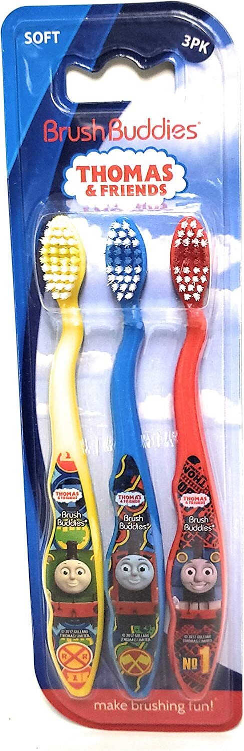 Kids Soft Toothbrush Set 3 Pack - Thomas & Friends Characters, Gentle Bristles