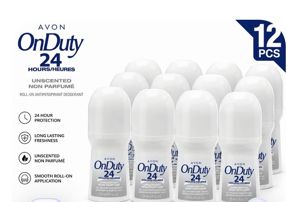 Avon On Duty Unscented Roll-On Deodorant 24-Hour 2.6oz