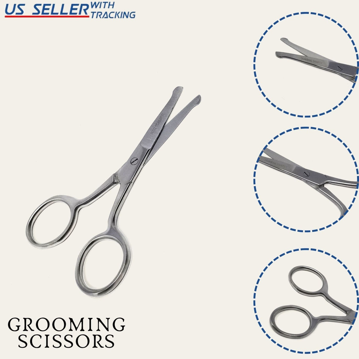 Multipurpose Mustache & Nose Hair Trimming Scissors - Precision Grooming