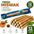Natural Miswak Toothbrush Sticks 12 Pack for Oral Hygiene & Whitening