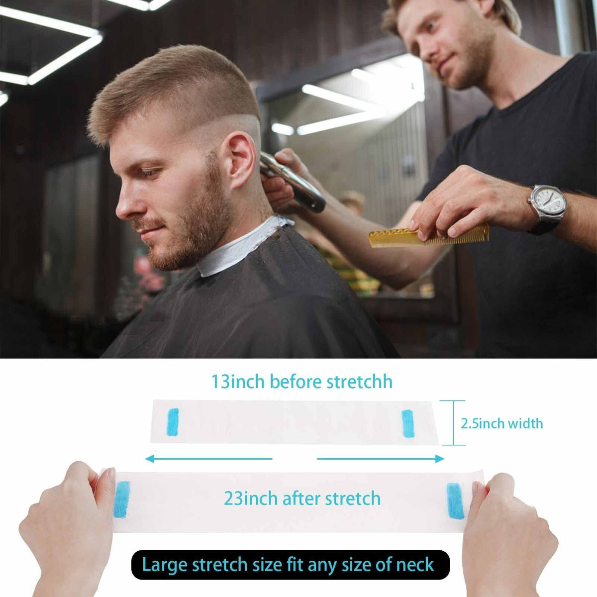 Disposable Barber Neck Strips - Soft, Absorbent Hair Cutting Protectors, 5 Rolls