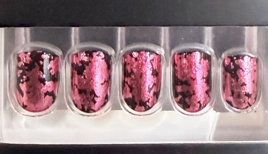 Pink Black Short Square Press On Nails for Birthday & Party - Bryton