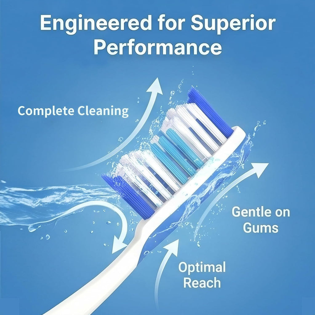 Manual Toothbrushes Pack with Wavy Bristles & Tongue Cleaner for Adults