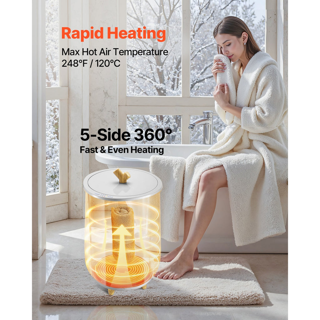 20L Towel Warmer Bucket with LED Light, Timer & Temperature Control - Gray
