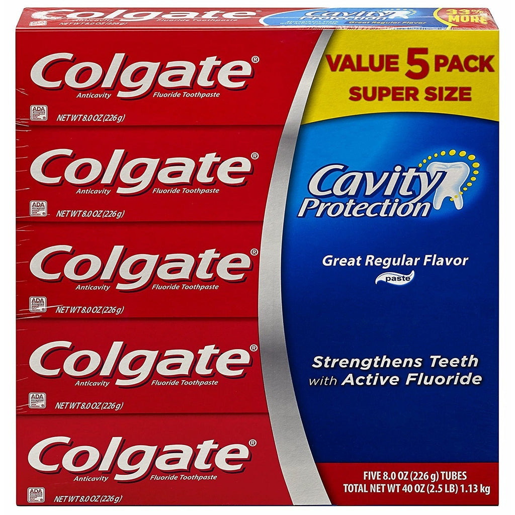 Colgate Cavity Protection Toothpaste with Fluoride - 8oz, Pack of 5