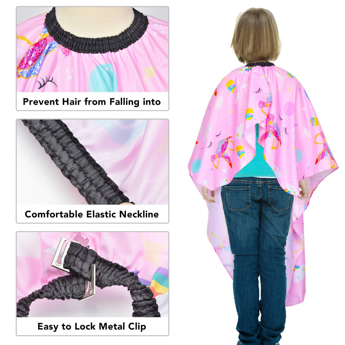 Kids Waterproof Haircut Cape with Unicorn Dino Print – Adjustable & Reusable