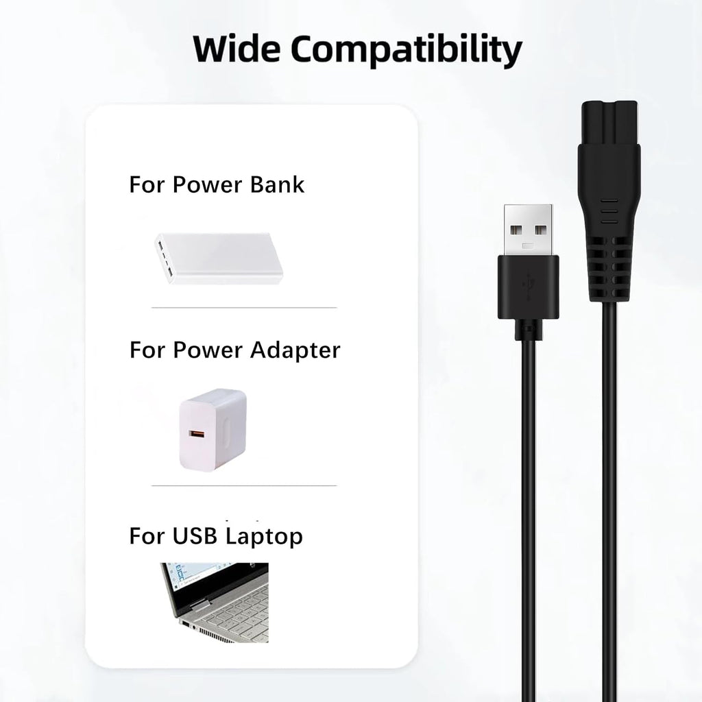 USB Charging Cable & Cleaning Brush for Manspot Trimmers - 3.3FT
