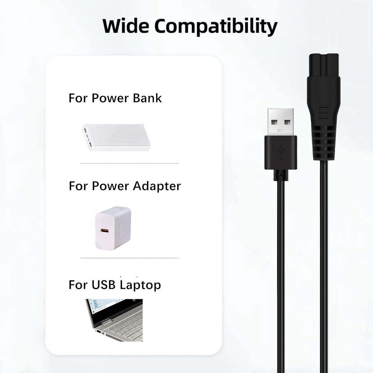 USB Charging Cable & Cleaning Brush for Manspot Trimmers - 3.3FT