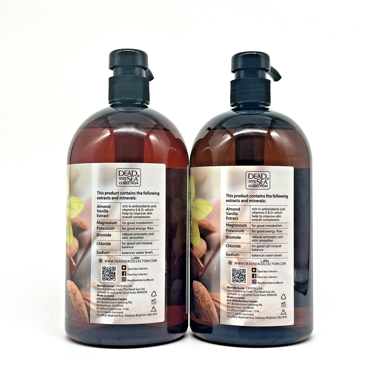 Dead Sea Mineral Body Wash Duo - Almond Vanilla Hydrating 2-Pack, 67.6 oz