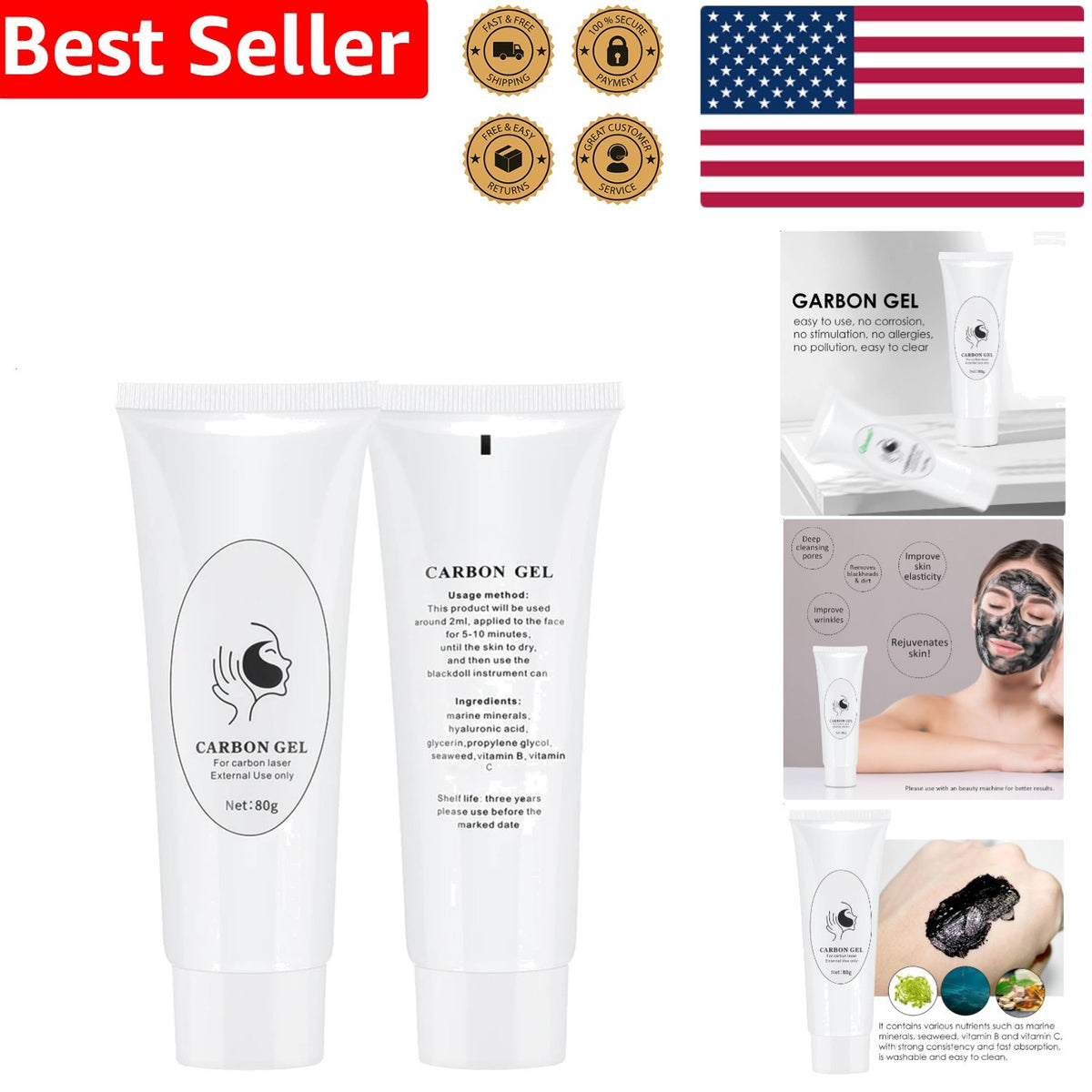 80ML Whitening Carbon Gel Cream for Skin Rejuvenation & Laser Treatment