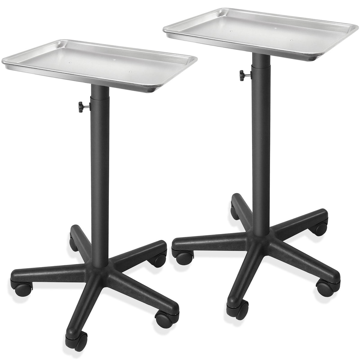Aluminum Salon Utility Cart Set of 2 with Adjustable Height & Rolling Casters