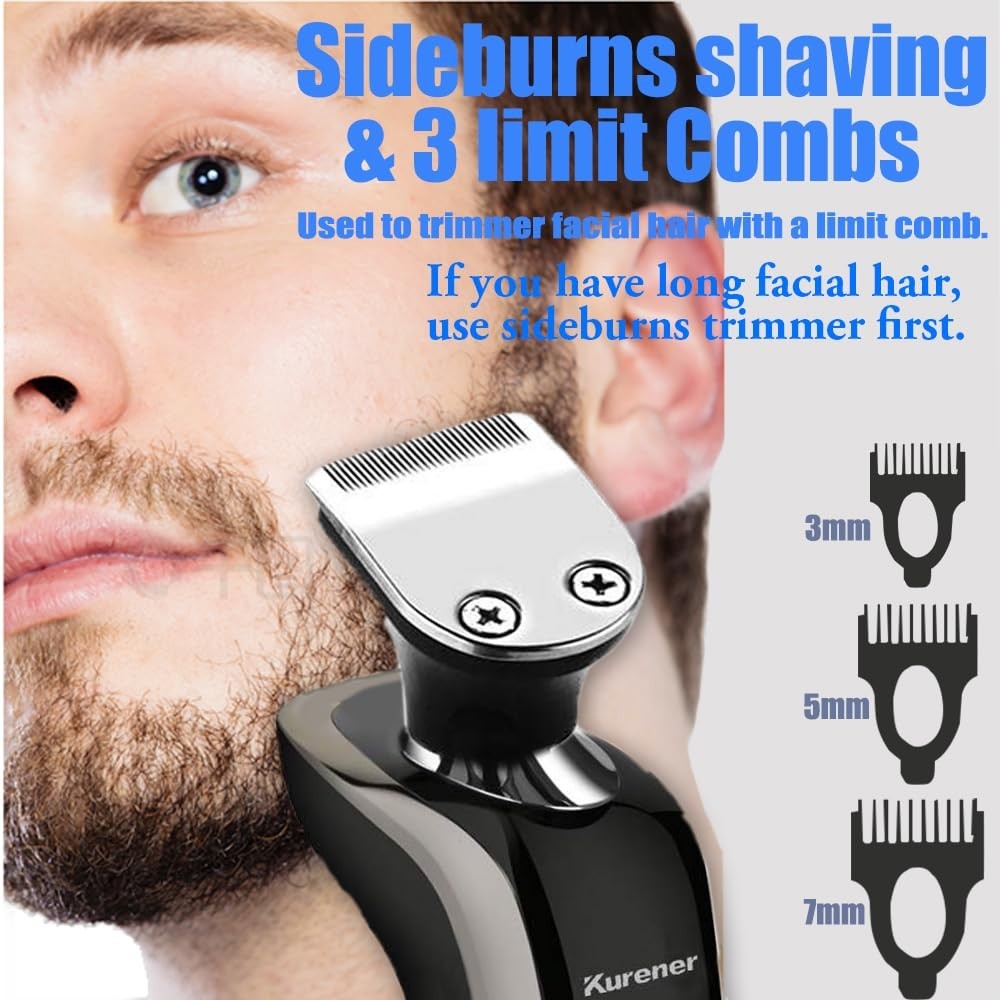 Rechargeable Waterproof 4-in-1 Electric Shaver with Nose Trimmer & Grooming Kit