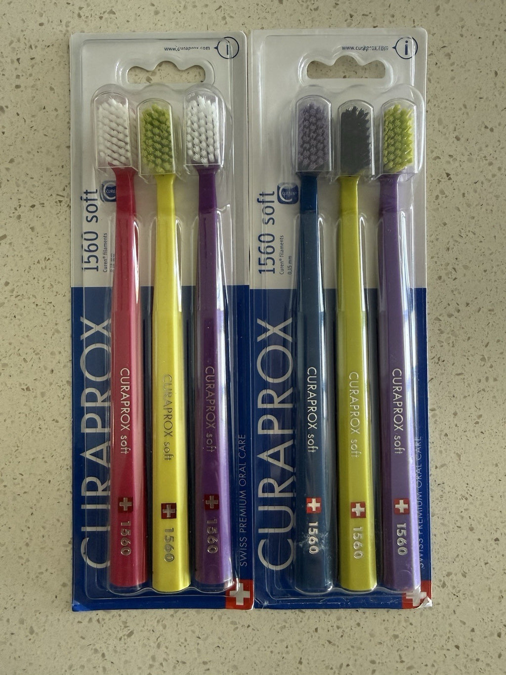 Soft Regular Toothbrushes with Curen Bristles - Multicolor, Pack of 6