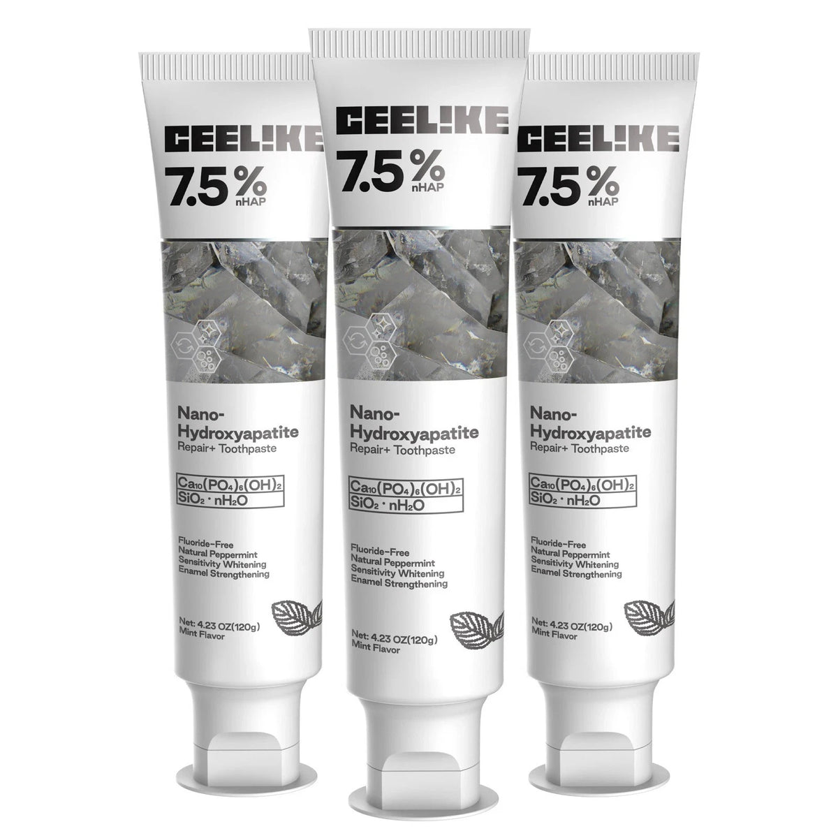 Nano Hydroxyapatite Toothpaste 7.5% Strength for Enamel Repair & Sensitivity Relief - 3 Pack